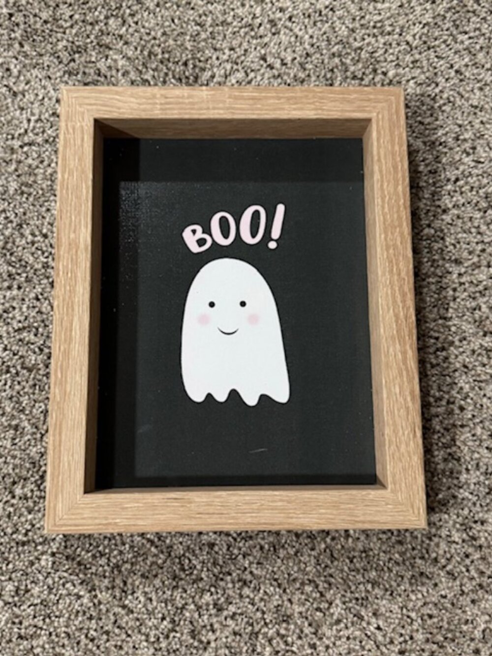 NWT Marshalls Halloween Ghost "Boo!" Wooden Block Sign, Stand Alone or Hang
